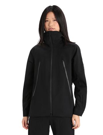 Black Women's Icebreaker Shell+™ Merino Hooded Jackets | USA 1654MQZA